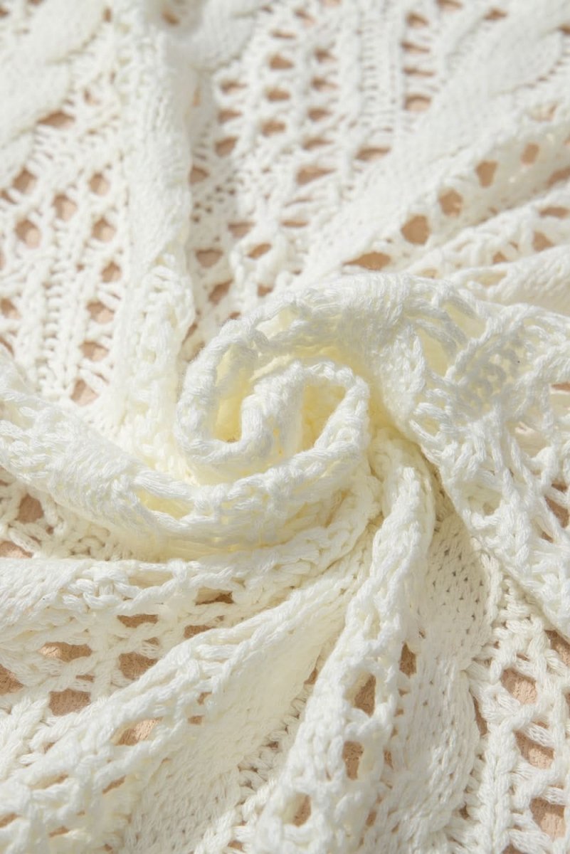 Chic White Knit Hooded Beach Cover-Up for Trendy Summer Style - Love Salve